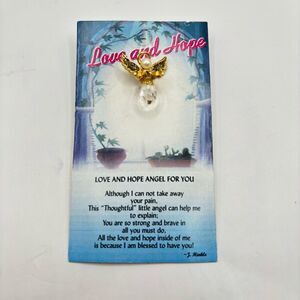 Gold and White Crystal Angel Brooch Lapel Pin